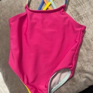 172.Wonder Nation Pink One Piece with Colorful Straps